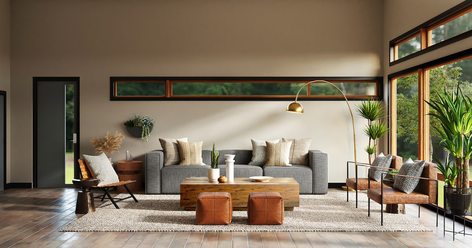 A bright, freshly painted living room with crisp trim